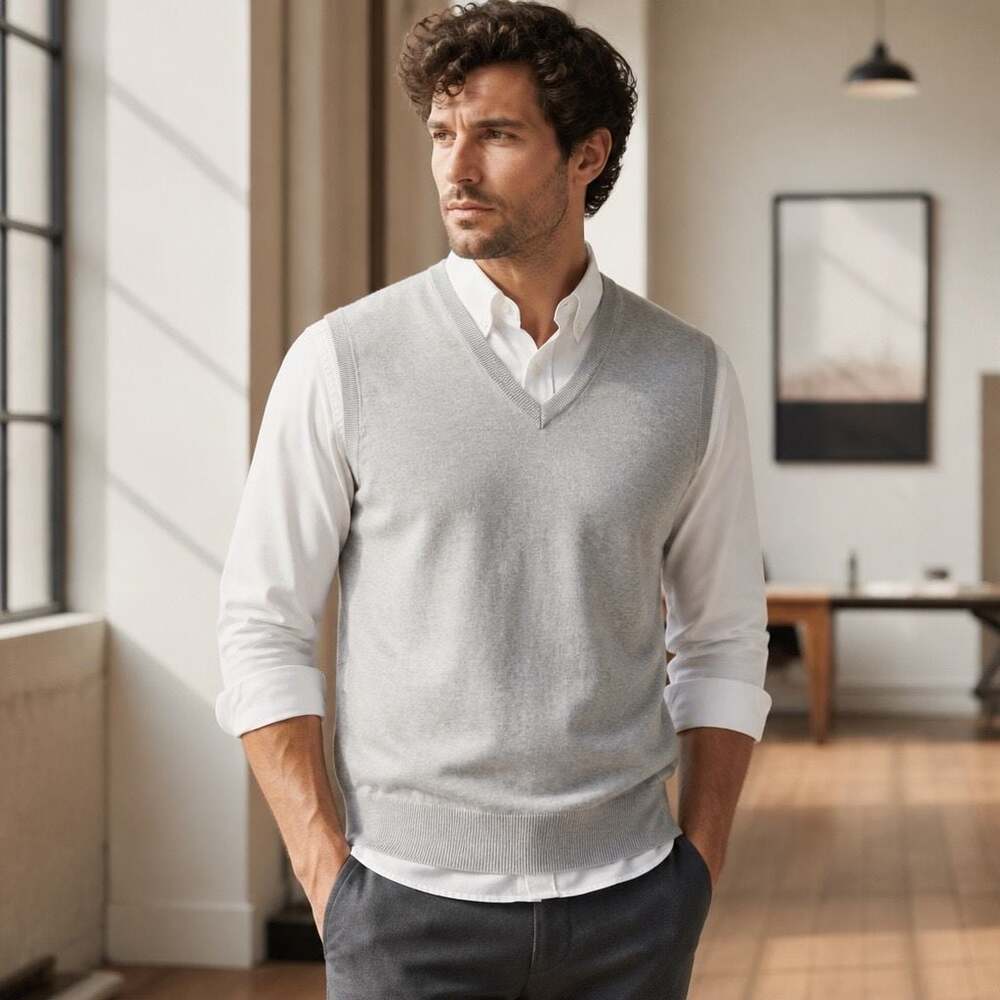 Brooks Brothers Supima Cotton V-Neck Sweater Vest, Gray #1728